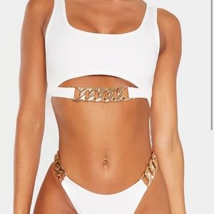 NWT white chain bikini